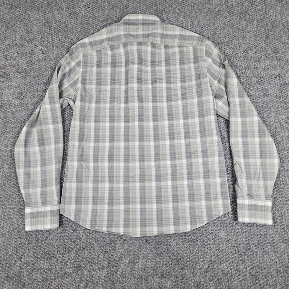 UNTUCKit Men's Medium Plaid Long Sleeve Cotton Shirt Gray White Green Casual‎ - Picture 7 of 7